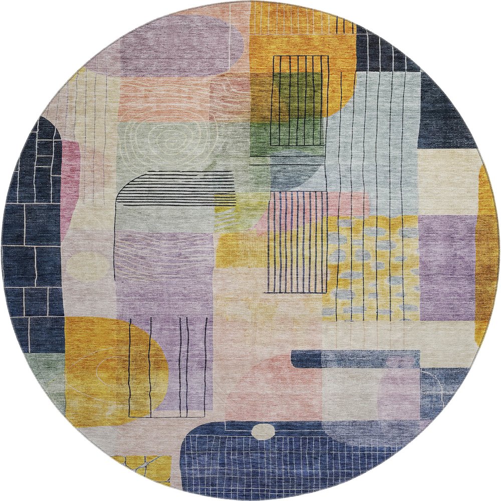 Premium Machine Washable Mayfield AMF1116 Plum 8' x 8' Round Rug