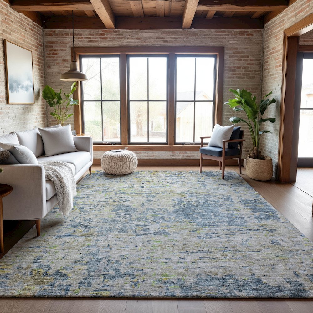 Premium Machine Washable Mayfield AMF1128 Blue 2'6" x 3'10" Rug