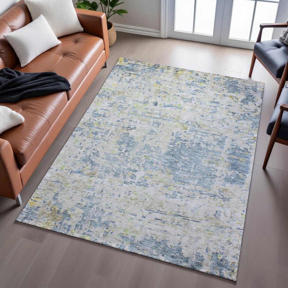 Premium Machine Washable Mayfield AMF1128 Blue 2'6" x 3'10" Rug