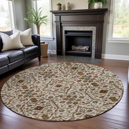 Premium Machine Washable Mayfield AMF1130 Ivory 8' x 8' Round Rug