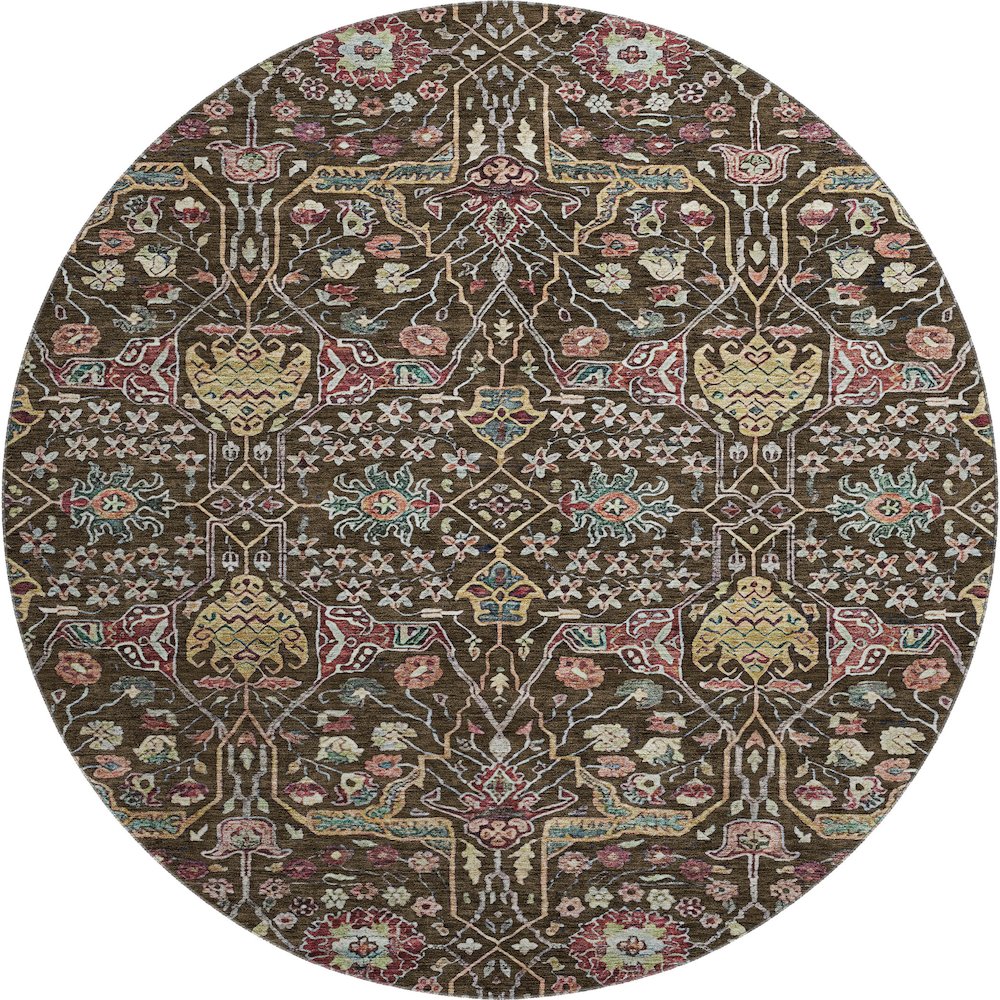 Premium Machine Washable Mayfield AMF1132 Chocolate 8' x 8' Round Rug