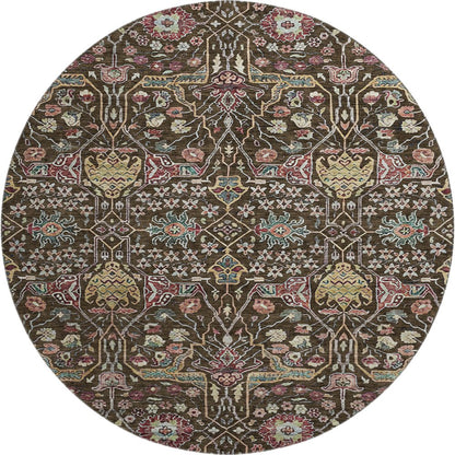 Premium Machine Washable Mayfield AMF1132 Chocolate 8' x 8' Round Rug