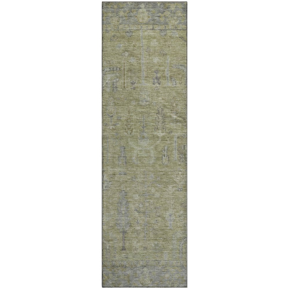 Premium Machine Washable Mayfield AMF1135 Aloe 2'3" x 7'6" Runner Rug