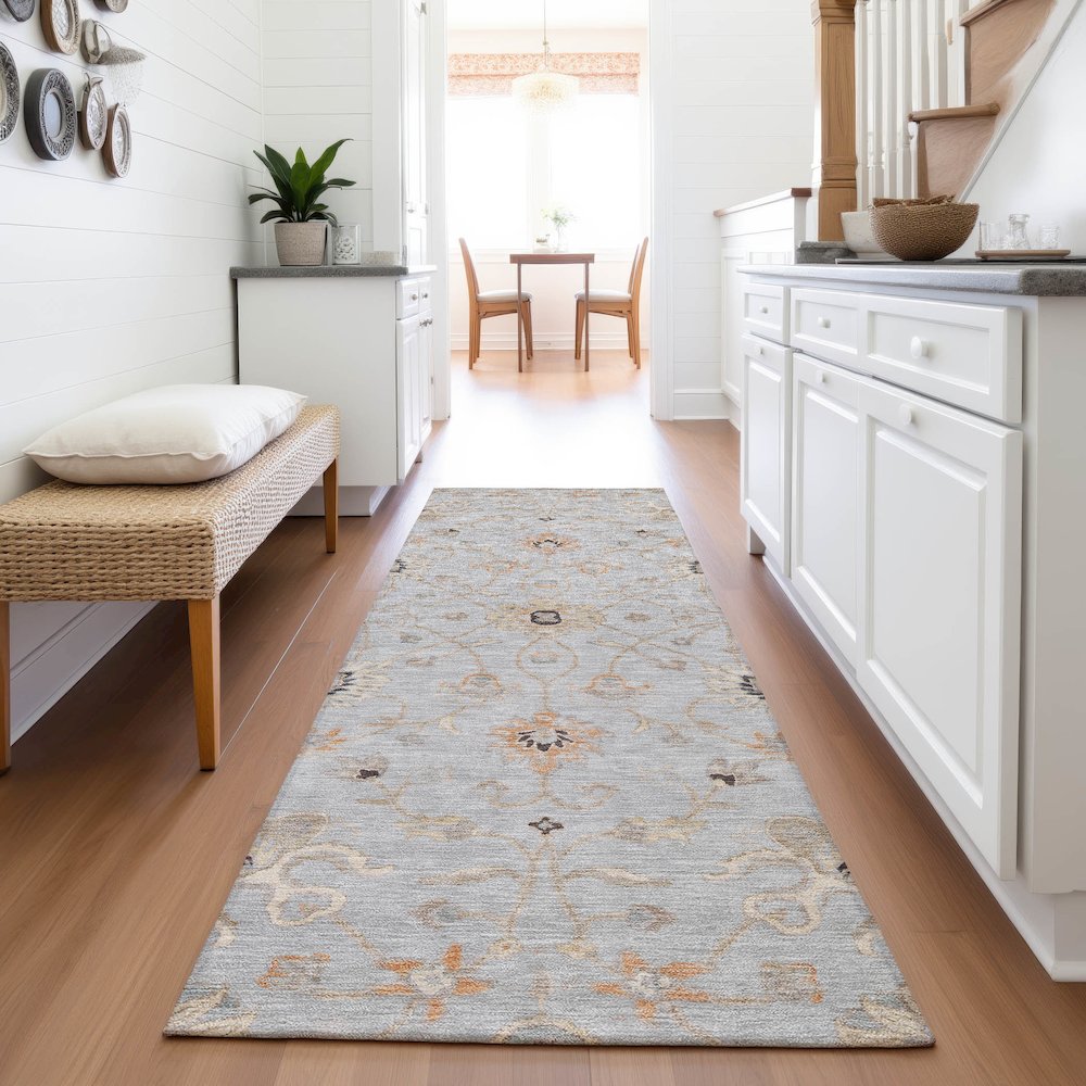 Premium Machine Washable Mayfield AMF1137 Gray 2'3" x 7'6" Runner Rug