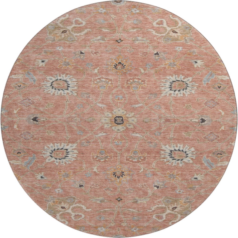 Premium Machine Washable Mayfield AMF1137 Pink 8' x 8' Round Rug