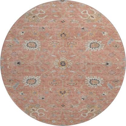 Premium Machine Washable Mayfield AMF1137 Pink 8' x 8' Round Rug