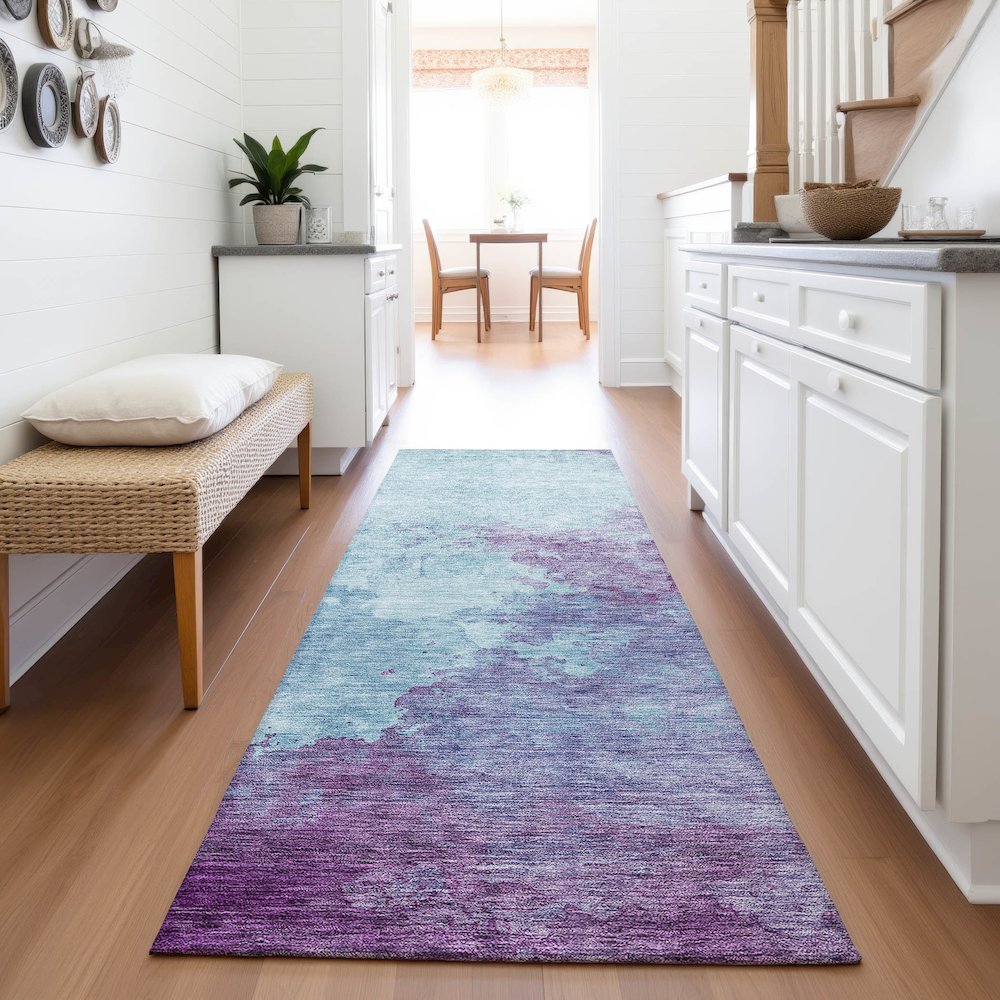 Premium Machine Washable Mayfield AMF1138 Sky 2'3" x 7'6" Runner Rug