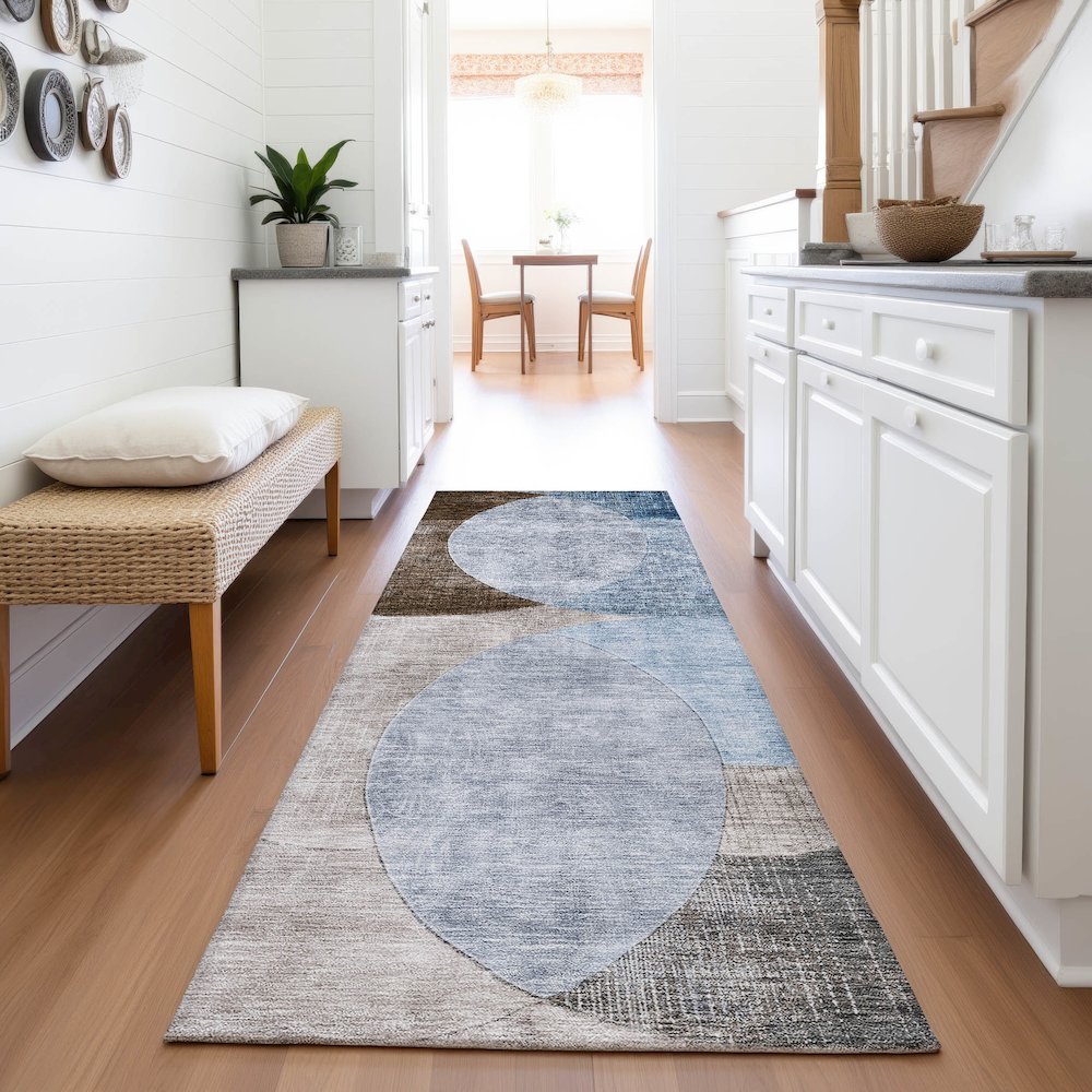 Premium Machine Washable Mayfield AMF1140 Denim 2'3" x 7'6" Runner Rug