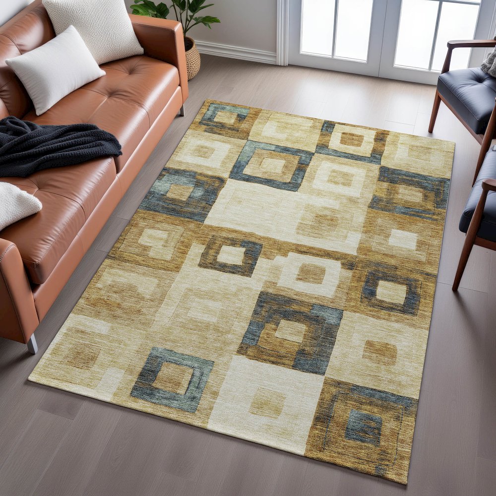 Premium Machine Washable Mayfield AMF1142 Beige 2'6" x 3'10" Rug