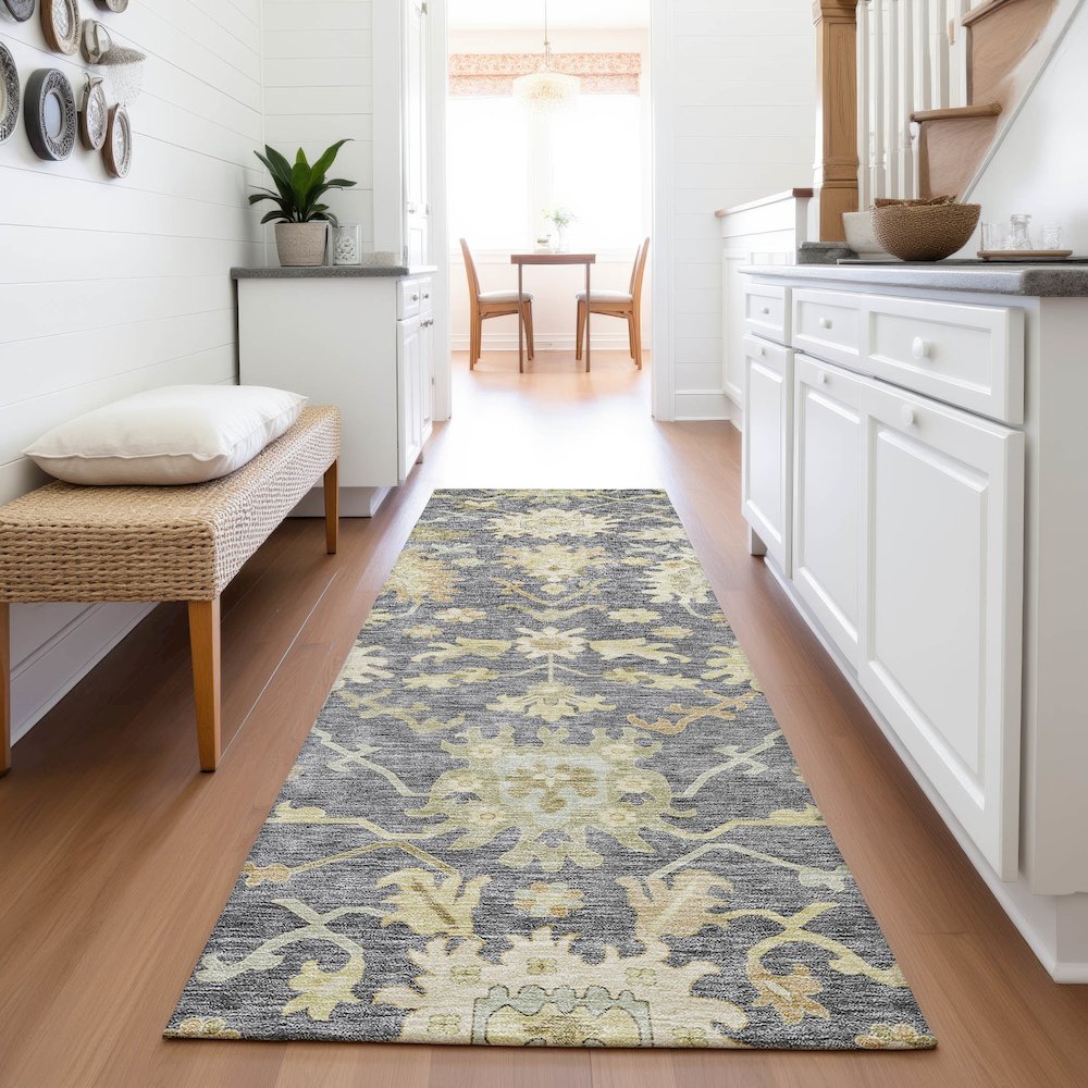 Premium Machine Washable Mayfield AMF1150 Gray 2'3" x 7'6" Runner Rug