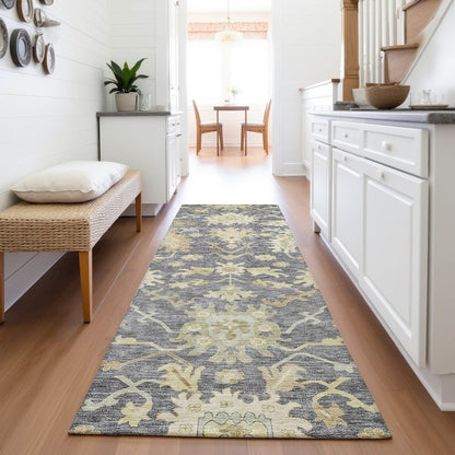 Premium Machine Washable Mayfield AMF1150 Gray 2'3" x 7'6" Runner Rug