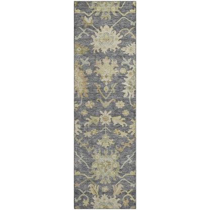 Premium Machine Washable Mayfield AMF1150 Gray 2'3" x 7'6" Runner Rug