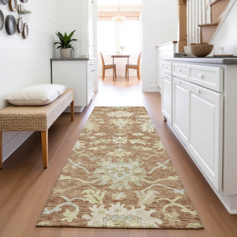 Premium Machine Washable Mayfield AMF1150 Paprika 2'3" x 7'6" Runner Rug
