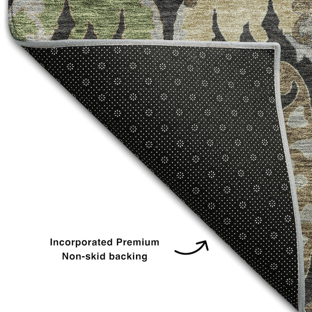 Premium Machine Washable Mayfield AMF1153 Black 1'8" x 2'6" Rug