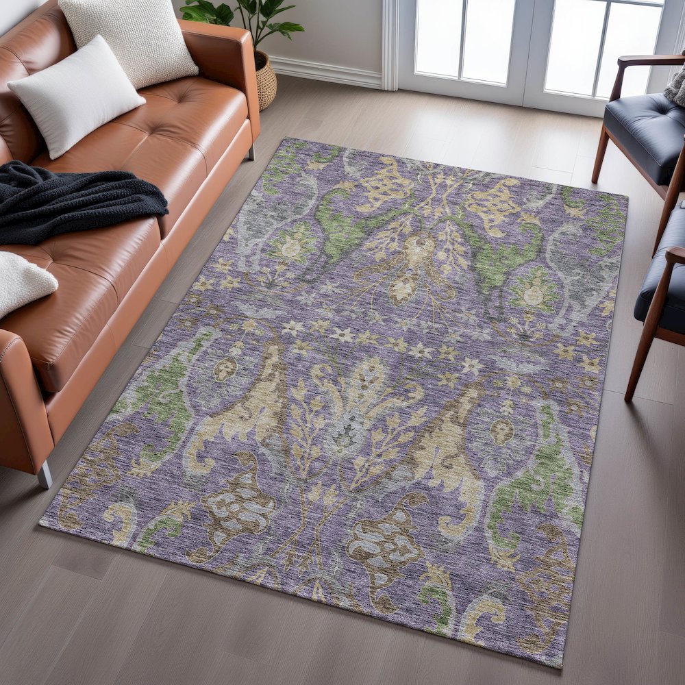 Premium Machine Washable Mayfield AMF1153 Purple 2'6" x 3'10" Rug