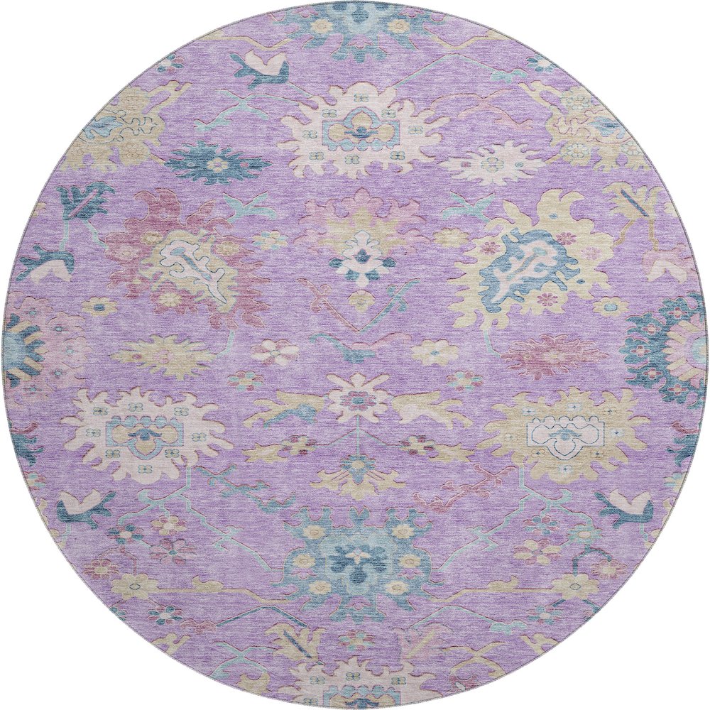 Premium Machine Washable Mayfield AMF1154 Purple 8' x 8' Round Rug