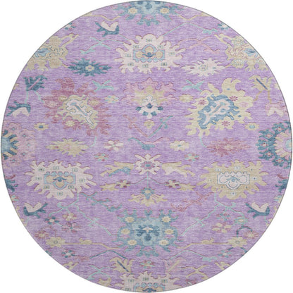 Premium Machine Washable Mayfield AMF1154 Purple 8' x 8' Round Rug