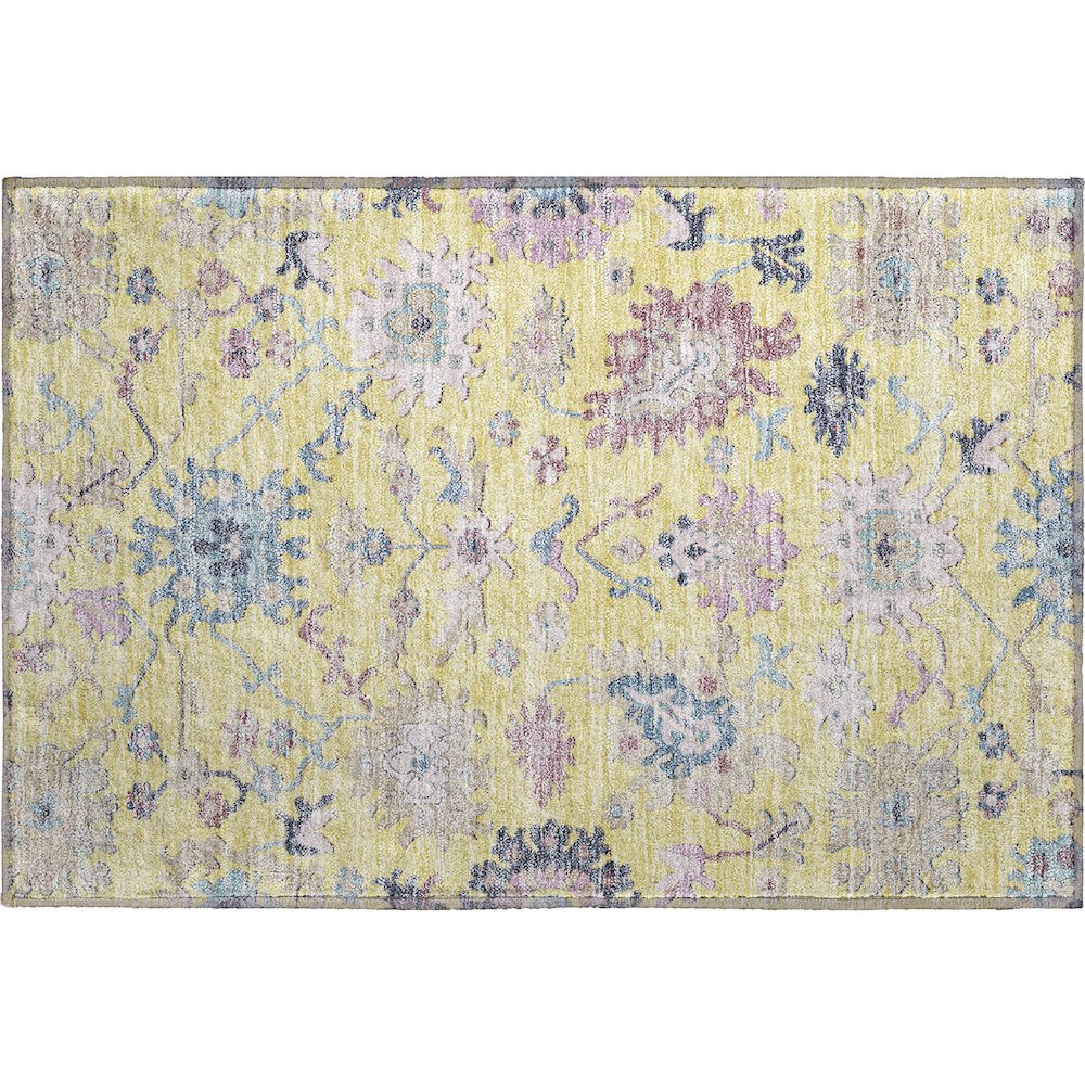 Premium Machine Washable Mayfield AMF1154 Yellow 1'8" x 2'6" Rug