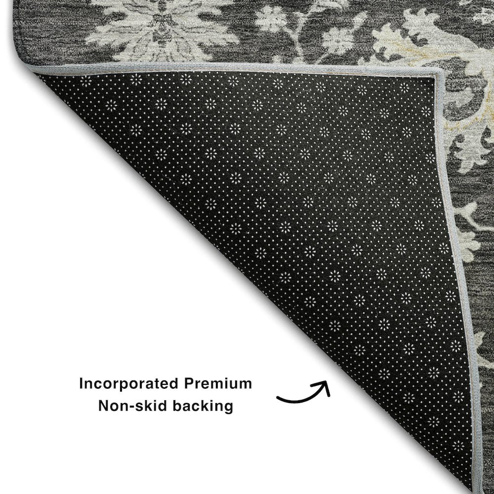 Premium Machine Washable Mayfield AMF1156 Charcoal 1'8" x 2'6" Rug