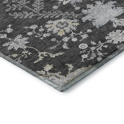 Premium Machine Washable Mayfield AMF1156 Charcoal 1'8" x 2'6" Rug