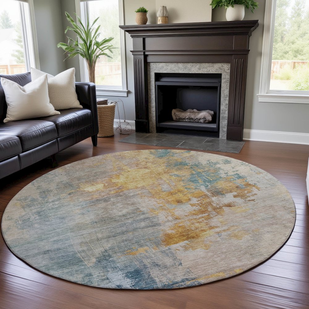 Premium Machine Washable Mayfield AMF1160 Linen 8' x 8' Round Rug
