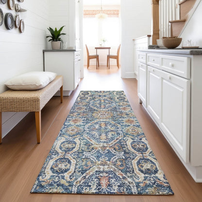 Premium Machine Washable Mayfield AMF1181 Denim 2'3" x 7'6" Runner Rug