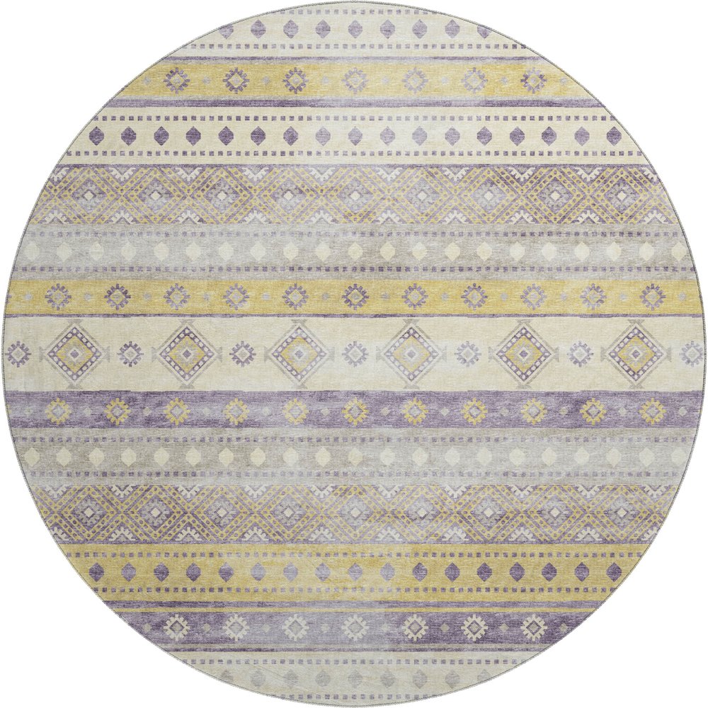 Premium Machine Washable Mayfield  Purple 8' x 8' Round Rug