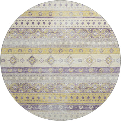 Premium Machine Washable Mayfield  Purple 8' x 8' Round Rug