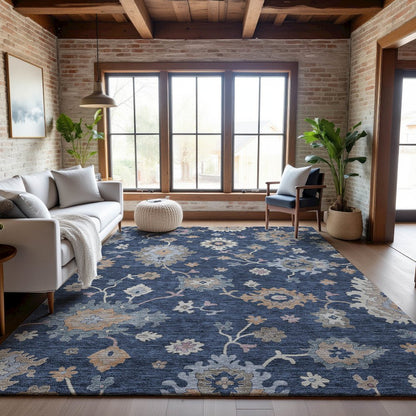 Premium Machine Washable Mayfield AMF1218 Navy 2'6" x 3'10" Rug