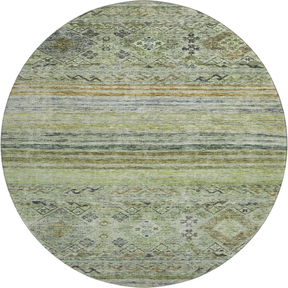 Premium Machine Washable Mayfield AMF1219 Aloe 8' x 8' Round Rug