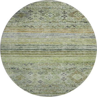 Premium Machine Washable Mayfield AMF1219 Aloe 8' x 8' Round Rug
