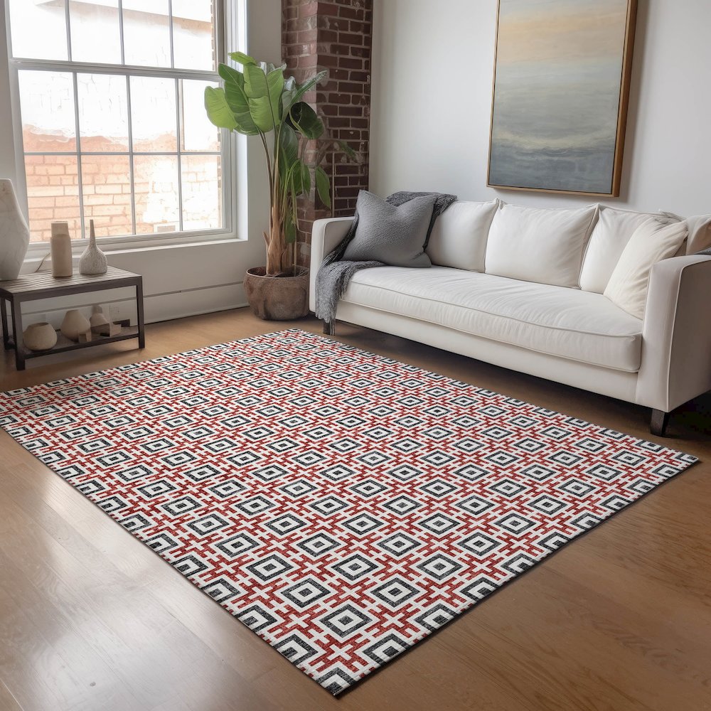 Premium Machine Washable Mayfield  Red 2'6" x 3'10" Rug