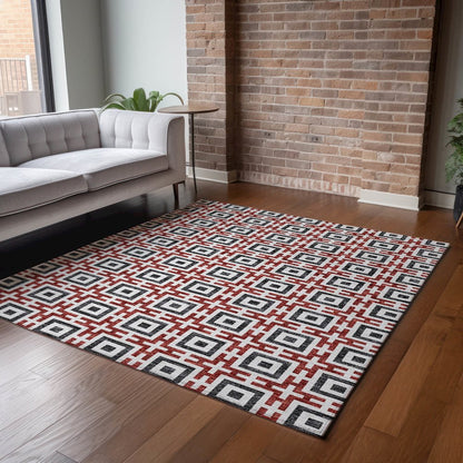 Premium Machine Washable Mayfield  Red 2'6" x 3'10" Rug