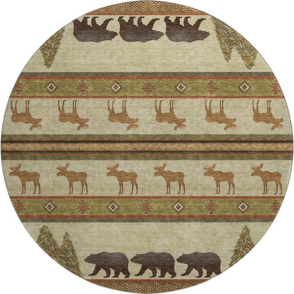 Premium Machine Washable Mayfield  Brown 8' x 8' Round Rug