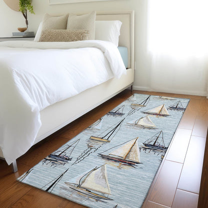 Premium Machine Washable Mayfield  Sky 2'3" x 7'6" Runner Rug