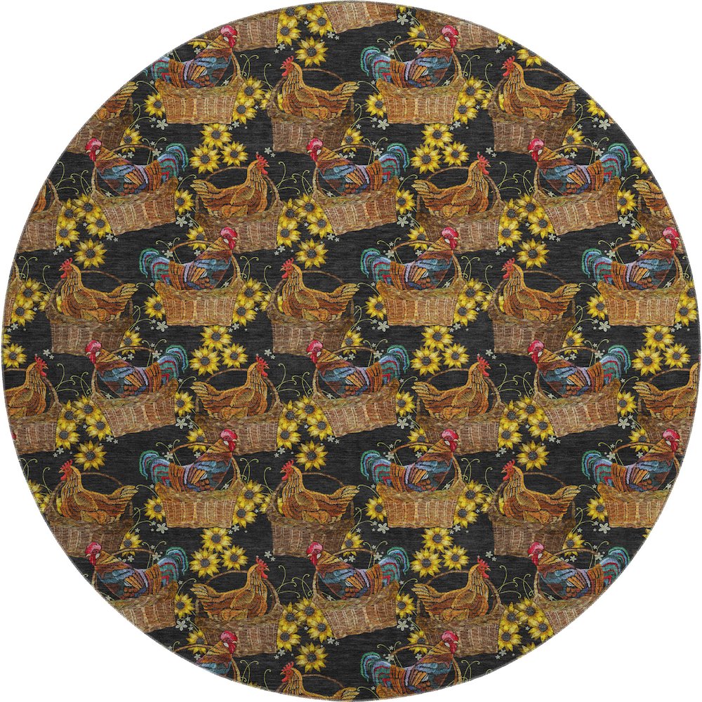 Premium Machine Washable Mayfield  Midnight 8' x 8' Round Rug