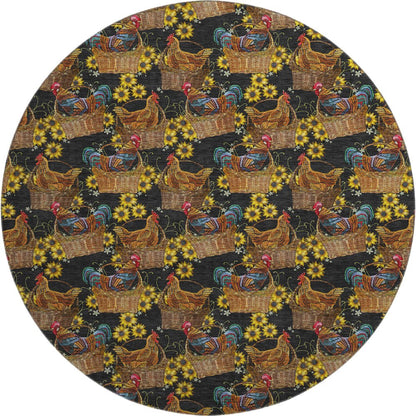 Premium Machine Washable Mayfield  Midnight 8' x 8' Round Rug