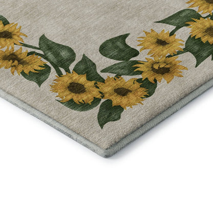 Premium Machine Washable Mayfield  Yellow 1'8" x 2'6" Rug