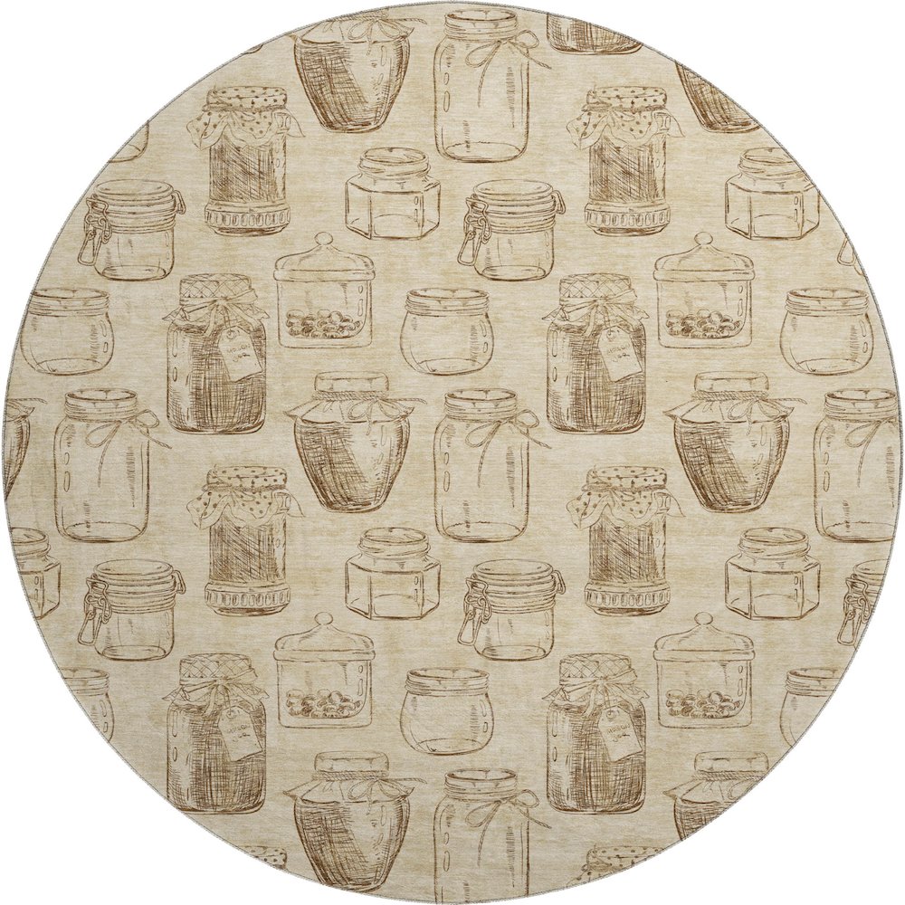 Premium Machine Washable Mayfield  Beige 8' x 8' Round Rug