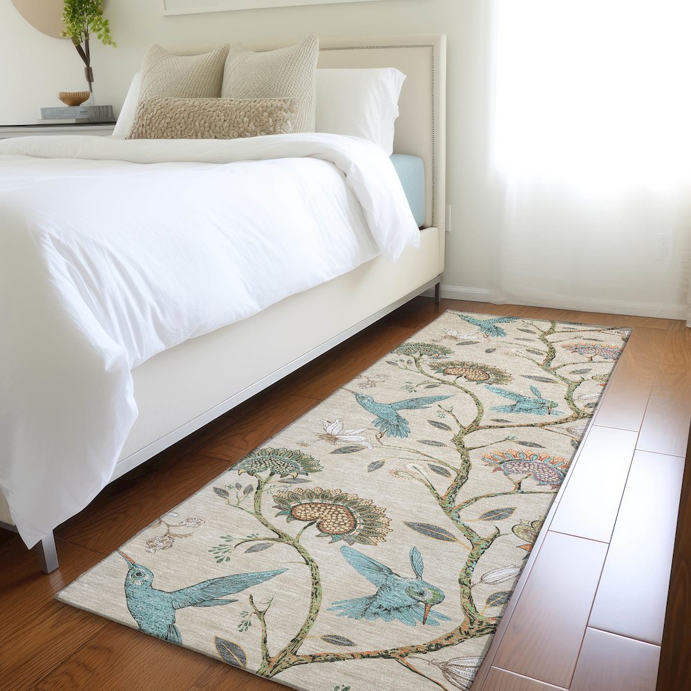 Premium Machine Washable Mayfield  Beige 2'3" x 7'6" Runner Rug
