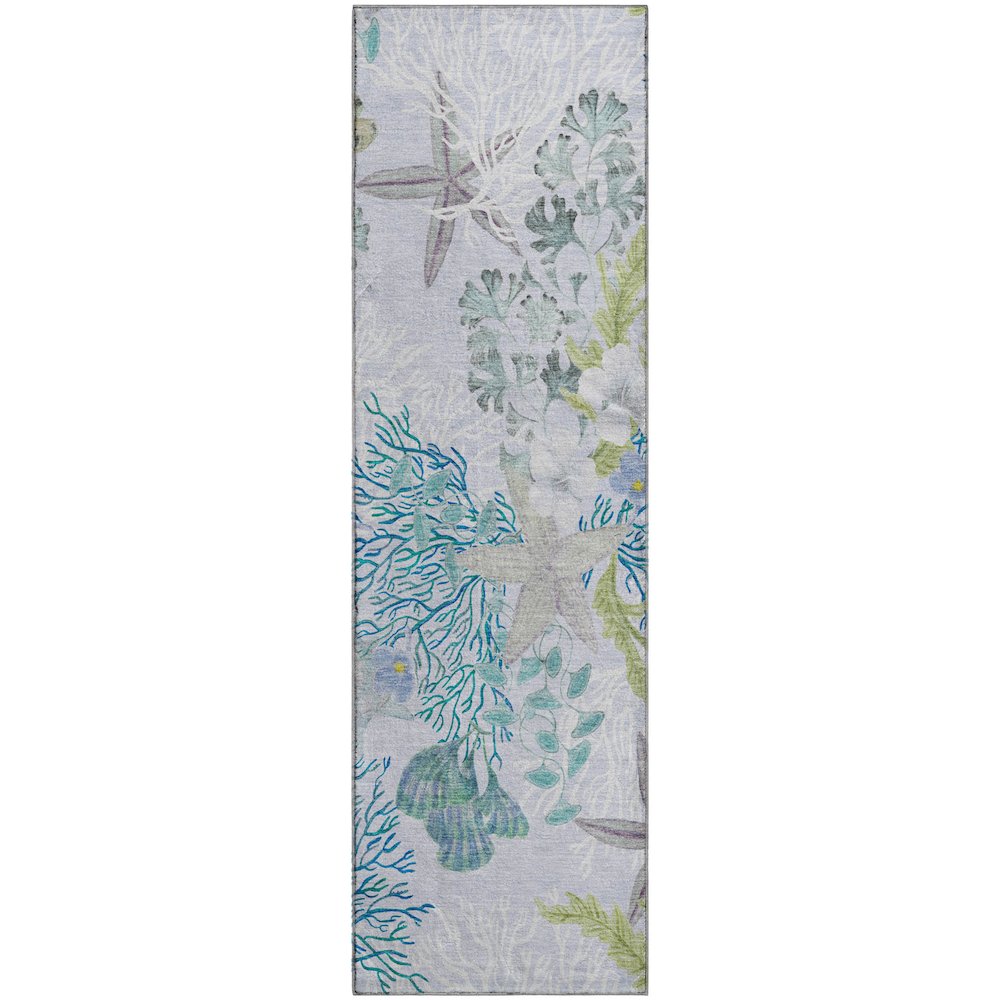Premium Machine Washable Mayfield  Aqua 2'3" x 7'6" Runner Rug