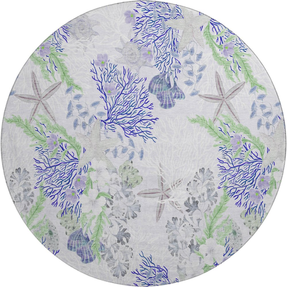 Premium Machine Washable Mayfield  Blue 8' x 8' Round Rug