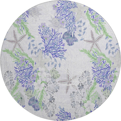 Premium Machine Washable Mayfield  Blue 8' x 8' Round Rug