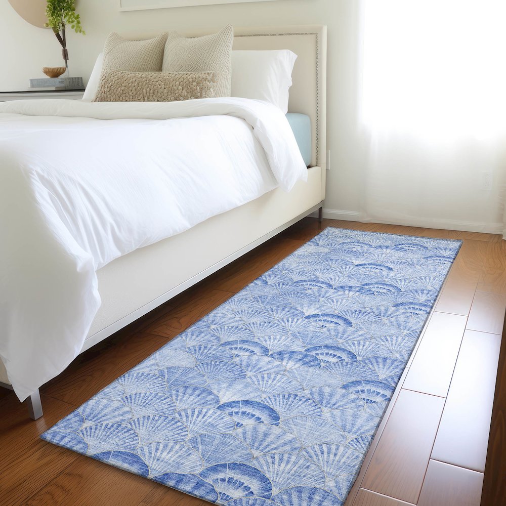 Premium Machine Washable Mayfield  Blue 2'3" x 7'6" Runner Rug