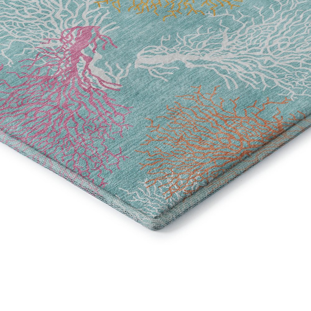 Premium Machine Washable Mayfield  Aqua 1'8" x 2'6" Rug