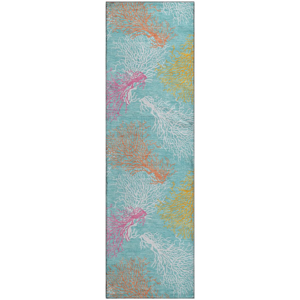 Premium Machine Washable Mayfield  Aqua 2'3" x 7'6" Runner Rug