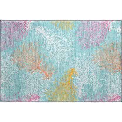 Premium Machine Washable Mayfield  Aqua 1'8" x 2'6" Rug