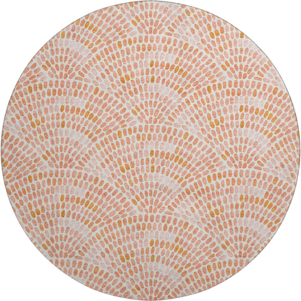 Premium Machine Washable Mayfield  Peach 8' x 8' Round Rug