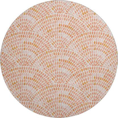 Premium Machine Washable Mayfield  Peach 8' x 8' Round Rug