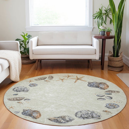 Premium Machine Washable Mayfield  Oyster 8' x 8' Round Rug